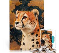 Puzzles pour Adultes 1000 pièces Guépard aux Nuages dorés Entraînez Votre Cerveau et Vos Mains Jeu de défi Unique 52x38cm