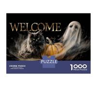 Puzzles pour Adultes 1000 Pièces Halloween Cat Ghost Pumpkin Puzzle Jeux Relaxants Cadeau d'anniversaire À Offrir À Toute La Famille 70x50cm/1000pcs
