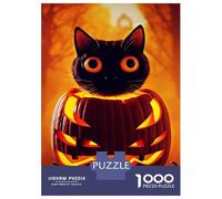 Puzzles pour Adultes 1000 Pièces Halloween Cat Puzzles pour Adultes, Jeu Familial, Découpe De Précision, Activités Amusantes À La Maison, 52x38cm/1000pcs