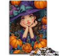 Puzzles pour Adultes 1000 pièces Halloween Pumpkin Girl pour Les 14 Ans et Plus Jeu de réflexion pour Adultes et Adolescents 50x75cm