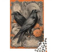 Puzzles pour Adultes 1000 Pièces Halloween Raven Art Print Puzzle pour Adultes - Jouets À Monter Soi-même - Décoration Parfaite - Cadeaux Uniques pour Anniversaires Et Noël 38x26cm/1000pcs