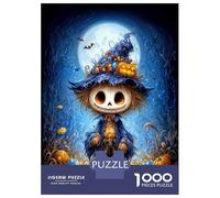 Puzzles pour Adultes 1000 Pièces Halloween Scarecrow with Witch Hat Puzzle pour Adultes, Jeu De Réflexion, Décoration Murale, Cadeaux De Noël Ou d'anniversaire 70x50cm/1000pcs