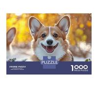 Puzzles pour Adultes 1000 Pièces Happy Corgi in Winter Puzzles pour Adultes Jeux Relaxants Cadeau d'anniversaire Défi À Compléter 38x26cm/1000pcs