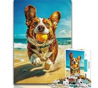 Puzzles pour Adultes 1000 pièces Happy Corgi, Jeux d'activités familiales stimulants, Jouets à Faire soi-même pour décoration Murale de la Maison (Taille 38x26cm)