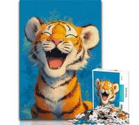 Puzzles pour Adultes 1000 pièces Happy Tiger, Jeu Familial Anti-Stress, défi Difficile, renforce l'amour Entre Couples 38x26cm