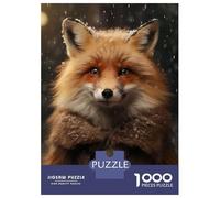 Puzzles pour Adultes - 1000 Pièces Happy Winter Smiling Fox Puzzle pour Adultes - Jeu De Réflexion Amusant Et Humoristique - Difficile Et Stimulant 52x38cm/1000pcs