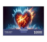 Puzzles pour Adultes 1000 Pièces Heart on Fire Passionate Romance Puzzles pour Adolescents Jeux De Détente Une Œuvre d'art Cadeaux Uniques pour Un Anniversaire Ou Noël 38x26cm/1000pcs