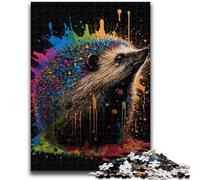Puzzles pour Adultes 1000 pièces Hérisson coloré Aide Le Cerveau à exercer Jouets addictifs pour cultiver la Patience Interaction Parent-Enfant 26x38cm