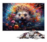 Puzzles pour Adultes 1000 pièces Hérisson coloré Art Jeu Stimulant Jouets Puzzle de Noël Cadeaux 1000 PCS (75x50cm)
