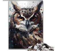 Puzzles pour Adultes 1000 pièces Hibou Animaux en Bois, Cadeau Amusant et activité pour la Maison 50x75cm Fête d'anniversaire pour Hommes Femmes