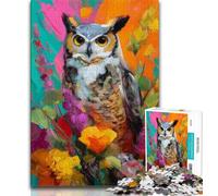 Puzzles pour Adultes 1000 pièces Hibou coloré, Jeux éducatifs, décoration de la Maison, Jeu éducatif pour Anniversaire, Noël (75x50cm)