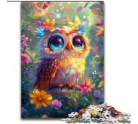 Puzzles pour Adultes 1000 pièces Hibou Fleurs, Jeu Stimulant Jouets Décoration Murale Cadeaux d'anniversaire et de Noël Uniques (Taille 50x75cm)