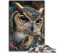 Puzzles pour Adultes 1000 pièces Hibou mystérieux Anti-Stress Défi Difficile Décoration d'intérieur Unique et Cadeaux 26x38cm