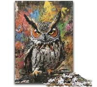Puzzles pour Adultes 1000 pièces Hibou mystérieux Jouet éducatif Anti-Stress Cadeaux pour Amis et Famille 26x38cm