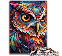 Puzzles pour Adultes 1000 pièces, Hibou psychédélique Difficile, Anti-Stress, défi Difficile, Cadeaux du Père Noël Secret (75x50cm)