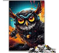 Puzzles pour Adultes 1000 pièces Hibou psychédélique Puzzles stimulants Noël Halloween Fête des mères Nouvel an Pâques Cadeau Taille : 38x26cm