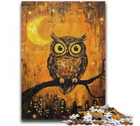 Puzzles pour Adultes 1000 pièces Hibou sous la Lune Difficile à compléter mais Amusant et Humoristique Anniversaire Unique et Cadeaux 26x38cm