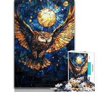 Puzzles pour Adultes 1000 pièces, Hibou vitrail Difficile, Jouets éducatifs Anti-Stress, Cadeaux pour Amis et Famille, à partir de 14 Ans, 38x26cm