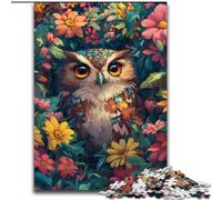 Puzzles pour Adultes 1000 pièces Hiboux Mignons Fleurs, Jeux éducatifs Décoration de la Maison Jeu éducatif pour Anniversaire, Noël 50x75cm