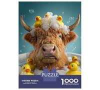 Puzzles pour Adultes 1000 Pièces Highland Cow Bath Time with Ducks Puzzle pour Adultes - Jeu De Réflexion - Idéal pour Se Divertir À La Maison - Cadeau d'anniversaire Ou De Noël 52x38cm/1000pcs