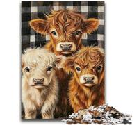 Puzzles pour Adultes 1000 pièces Highland Cow Jeu Stimulant Jouets à Offrir en Cadeau pour Toute la Famille à partir de 14 Ans 38x26cm