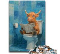 Puzzles pour Adultes 1000 pièces Highland Cow Jeux éducatifs Jouets DIY Idéal comme Cadeau pour Toute la Famille 50x75cm