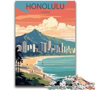 Puzzles pour Adultes 1000 pièces Honolulu Hawaii Aidez Le Cerveau à exercer des Jouets addictifs pour cultiver la Patience Une œuvre d'art (Taille 38x26cm)