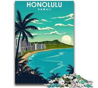 Puzzles pour Adultes 1000 pièces Honolulu Hawaii Voyage Aide Le Cerveau à exercer des Jouets addictifs pour cultiver la Patience Une œuvre d'art (Taille 50x70cm)
