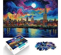 Puzzles pour Adultes 1000 pièces Horizon de Boston Fait de Bois pour Les 14 Ans et Plus Difficile à réaliser mais Amusant et Humoristique Superbe Cadeau。Taille:50x75cm/19.68x29.52pouce
