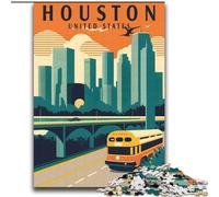 Puzzles pour Adultes 1000 pièces Houston Texas Travel Art, Jeux éducatifs, décoration d'intérieur, Cadeau d'anniversaire, Cadeaux, Art Mural 38x52cm
