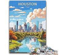 Puzzles pour Adultes 1000 pièces Houston Texas Voyage Jeu éducatif Défi Jouet Décoration Murale Cadeaux d'anniversaire et de Noël Uniques (Taille 38x26cm)