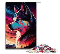 Puzzles pour Adultes 1000 pièces Husky coloré Cadeaux d'anniversaire pour Adolescents de 14 Ans et Plus 75 x 50 cm