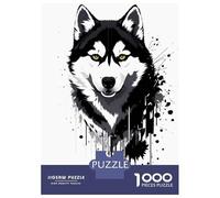Puzzles pour Adultes 1000 Pièces Husky Dog Splash Art Puzzles pour Adultes Jeu Manuel Défi Difficile Aidez Votre Cerveau À Faire Travailler 38x26cm/1000pcs