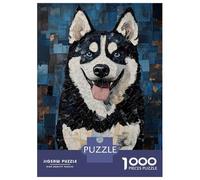 Puzzles pour Adultes 1000 Pièces Husky Mosaic Portrait Puzzles pour Adultes Jeu Manuel Anti-Stress Cadeaux De Réduction du Stress 52x38cm/1000pcs