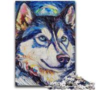 Puzzles pour Adultes 1000 pièces Husky Night Sky Jeux éducatifs Décoration de la Maison Idéal comme Cadeau pour Toute la Famille 26x38cm
