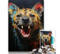 Puzzles pour Adultes 1000 pièces Hyène Africaine 1000 pièces, activité Amusante pour la Maison, Jouets pour Les Jours de Pluie, Cadeaux d'anniversaire (Taille 38x26cm)