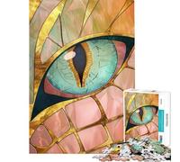 Puzzles pour Adultes 1000 pièces Œil de Dragon Légendaire Verre Défi Éducatif Décoration Murale Jeu Pratique pour 14+ Jeu de Puzzle Offert (50x75cm)