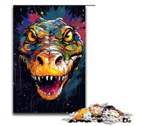 Puzzles pour Adultes 1000 pièces Il y a Beaucoup d'éclaboussures colorées Autour du Crocodile Puzzles pour Adultes Puzzle en Bois Difficile et défi 75x50cm
