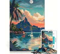 Puzzles pour Adultes 1000 pièces Île de Bora Bora Jeu de Construction Amusant et précis,idéal pour Les Loisirs et Les activités artistiques d'anniversaire (38x26cm)
