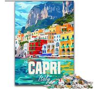 Puzzles pour Adultes 1000 pièces Île de Capri, Italie, pour 14 Ans et Plus Un Jeu Stimulant à Offrir à Toute la Famille et aux Amis 26x38cm