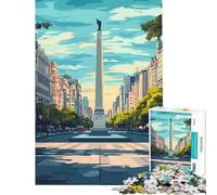 Puzzles pour Adultes 1000 pièces Illustration de l'Obélisque de Buenos Aires Jeux Amusants et éducatifs Décoration Murale (38x52cm)