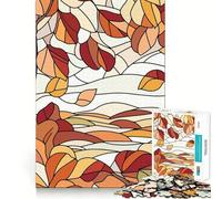 Puzzles pour Adultes 1000 pièces Illustration de vitrail de Feuilles d'automne Jeu de logique et de réflexion Jeu Lent et Amusant Scène de Noël (50x75cm)