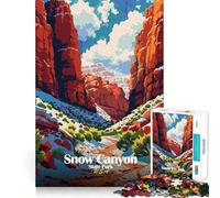 Puzzles pour Adultes 1000 pièces Illustration du Parc d'État de Snow Canyon Jeu d'ajustement précis Casse-tête Cadeau Moment de détente et de Divertissement Cadeau Artistique de Noël (50x75cm)
