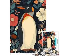 Puzzles pour Adultes 1000 pièces Illustration d'un Pingouin dans Un Jardin Fleuri Activités Amusantes à la Maison pour Toute la Famille Jeu Manuel pour Les 14 Ans et Plus (38x52cm)