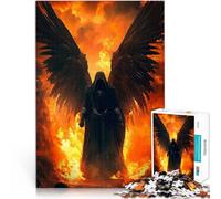 Puzzles pour Adultes 1000 pièces “Illustration vectorielle d'un Ange Noir en Flammes” Fait de Papier，Convient aux 14 Ans et Plus Interaction Parent-Enfant Cadeau d'anniversaire, Cadeaux, Art Mural。