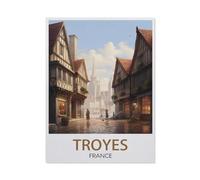 Puzzles pour Adultes 1000 Pièces,Image De Puzzle en Holz pour Adultes,Troyes France Vintage Travel Poster,Puzzles pour Enfants Jeux Éducatifs Jouets Joli Cadeau,Puzzles Classiques(75x50cm)-AO21