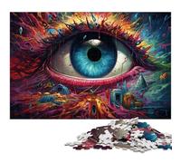 Puzzles pour Adultes 1000 pièces Imaginez des Yeux psychédéliques colorés Puzzle en Bois Jouets éducatifs et éducatifs Jeux familiaux 1000 pièces (75 x 50 cm)