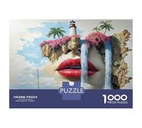 Puzzles pour Adultes 1000 Pièces Island with Lighthouse 3D Wall Art Puzzles pour Adultes pour S'amuser en Famille Activités Amusantes À La Maison Jeu Familial Stimulant 70x50cm/1000pcs