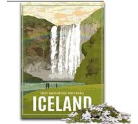 Puzzles pour Adultes 1000 pièces Islande Skogafoss Cascade, Jouets éducatifs Anti-Stress, Amour Entre Couples 26x38cm