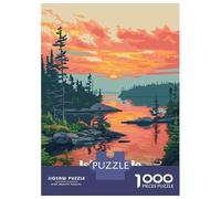 Puzzles pour Adultes 1000 Pièces Isle Royale National Park Sunset Puzzle Adulte Jeux Amusants Analyse Et Logique Idéal comme Cadeau pour Toute La Famille 70x50cm/1000pcs